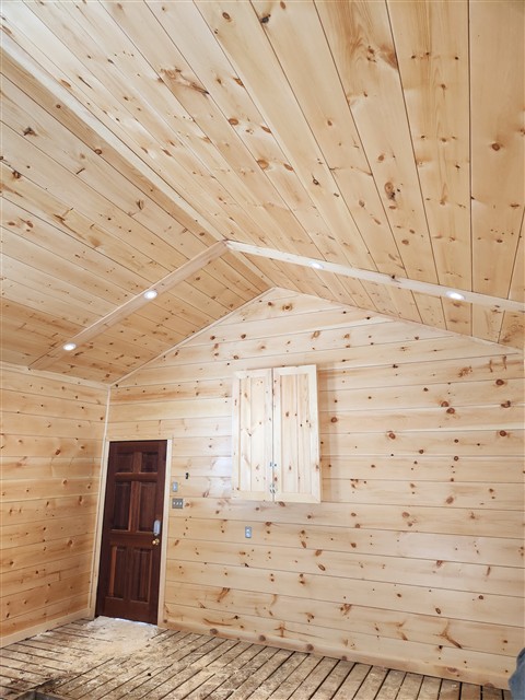 Pine wall and ceiling detail